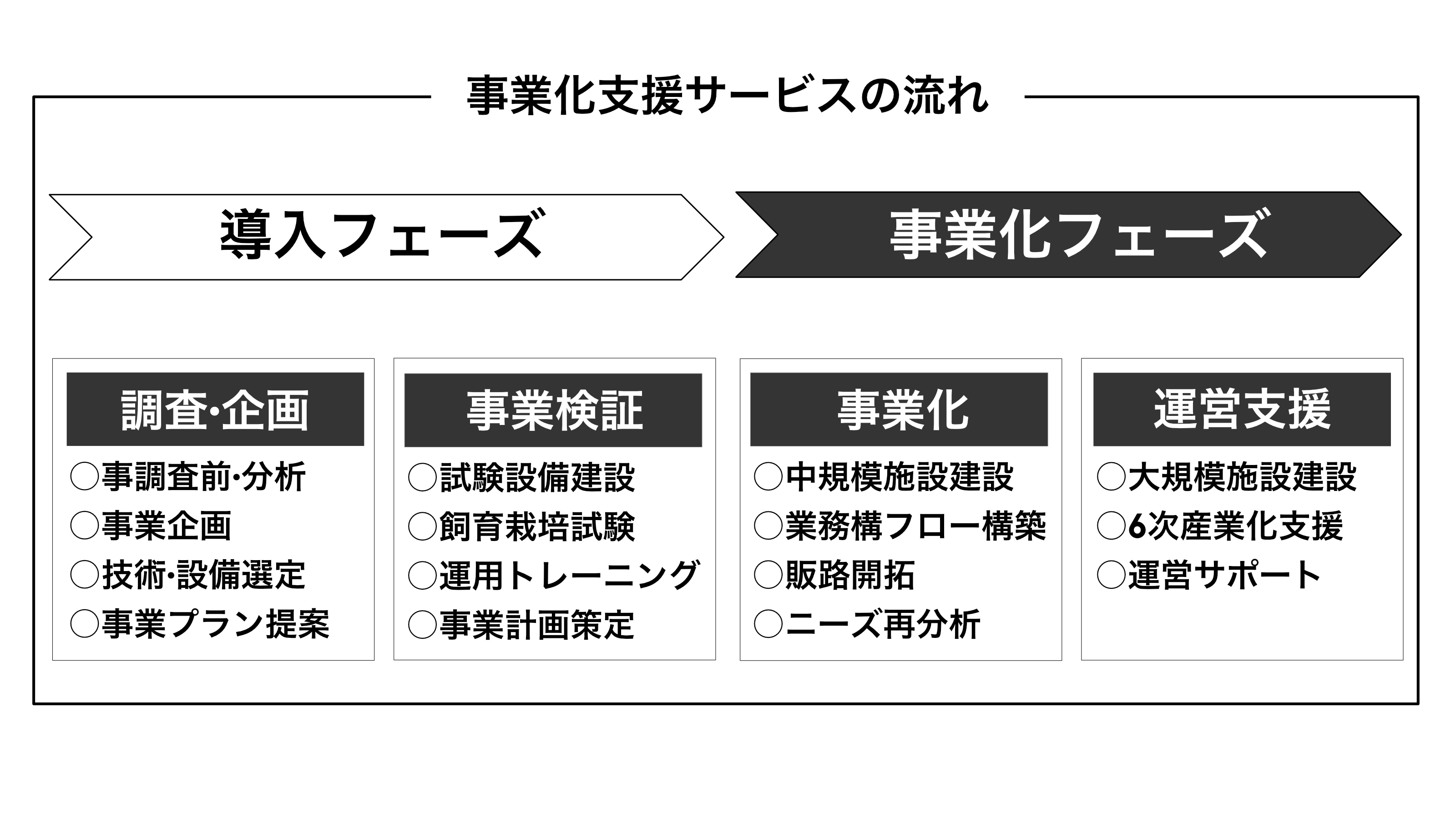 アクアポニックス事業化支援サービスの流れ